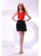 Discount Column V-neck Column Black and Red Prom Dress with Ruching