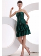 Green Column Ruching and Beading Sweetheart Prom Dress