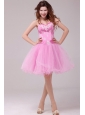Princess Rose Pink Sweetheart Appliques Short Prom Dress