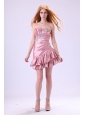 Sexy Baby Pink Cocktail Dress with Beading and Ruching