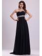 Sweetheart Beaded Navy Blue Prom Dress with Backless Brush Train