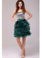 Turquoise Sequins and Ruffles A-line Tulle Prom Dress