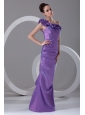 Column One Shoulder Ruching Taffeta Side Zipper Purple Prom Dress