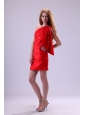 Red Column One Shoulder Prom Dress with Ruching