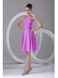 A-line One Shoulder Lilac Chiffon Knee-length Prom Dress