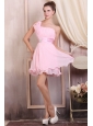 Baby Pink Strapless Short Mini-length Prom Dress with Beading