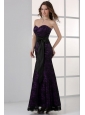 Black and Purple Mermaid Sweetheart Ankle-length Prom Dress with Sash