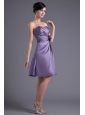 Empire Hand Made Flower Sweetheart Purple Ruching Mini-length Prom Dress
