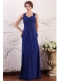 Empire Wide Straps Chiffon Ruche Decorate Prom Dress in Royal Blue
