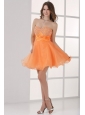 Orange Sweetheart Beaded Short Prom Dress Mini-length