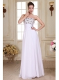 Beaded Decorate Brust and Silt Empire Strapless Chiffon Prom Dress