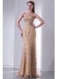 Unique Brush Train Column Prom Dress with Lace and Beading