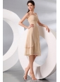 Champagne Sweetheart Knee-length Chiffon Prom Dress with Ruche