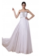 Beaded Sweetheart White Prom Dress with Empire Chiffon