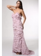 Brush Train Baby Pink Sweetheart Prom Dress with Appliques and Layers