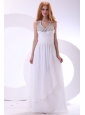 Chiffon  Halter Top Beaded Empire White Prom Dress