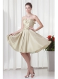 Column Sweetheart Chiffon Spring Green Ruching and Hand Made Flowers Prom Dress