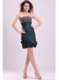 Dark Green Column Strapless Prom Dress with Beading and Flowers