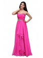 Empire Sweetheart Beading and Ruching Chiffon Hot Pink Prom Dress