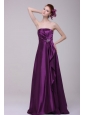 Simple Column Strapless Floor-length Taffeta Purple Beading Prom Dress