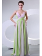 Spaghetti Straps Empire Multi-color Chiffon Prom Dress with Ruche