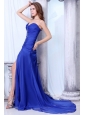 Sweetheart Column Beading and High Silt Chiffon Blue Prom Dress