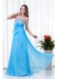 Elegant Empire Strapless Beading Chiffon Aqua Blue Floor-length 2014 Prom Dress