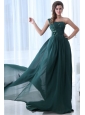 Empire Green One Shoulder Beading and Ruching Prom Dress