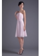 Lovely Pink Empire Strapless Knee-length Chiffon Ruching Prom Dress
