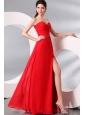 Red Sweetheat High Slit Sexy Seetheart Prom Dress with Side Zipper