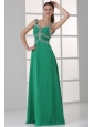 Turquoise Empire Straps Prom Dress with Beading Floor-length