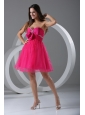 A-line Sweetheart Hot Pink Beading and Ruching Knee-length Prom Dress