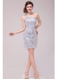 Column Sliver One Shoulder Sequins Mini-length Prom Dress