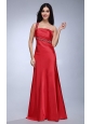 Column Wine Red Beading and Ruching Taffeta Prom Dress