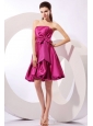 Strapless Fuchisa Prom Dress with Bow Knot A-line Knee-length
