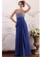 Sweetheart Chiffon Beading and Rhinestone Empire Prom Dress in Blue