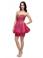 Column Hot Pink Strapless Beading Mini-length Prom Dress