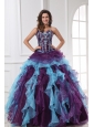 Sweetheart Beading and Appliques Multi-color Quinceanera Dress