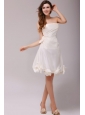 A-line Strapless Ruching Taffeta Knee-length Wedding Dress