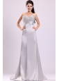 A-line Sweetheart Silver Beading and Ruching Wedding Dress