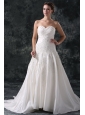 A-Line Sweetheart Taffeta Appliques Court Train Lace Up Wedding Dress