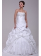 Ball Gown Court Train Beading Appliques Lace Up Taffeta Wedding Dress