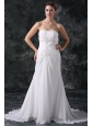 Elegant Column Sweetheart Lace Up Chiffon Wedding Dress with Beading