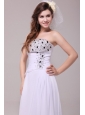 Empire Strapless Beading Ruching Floor-length Wedding Dress