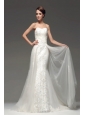 Floor-length Elegant A-line Strapless Wedding Dress with Beading