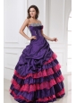 Sweetheart Beading and Flowers Quinceanera Dress in Red and Purple