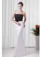 White and Black Column Sweetheart Wedding Dress with Flower