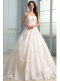 A-Line Court Train Appliques Wedding Dress with Sweetheart