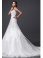 A-Line Sweetheart Appliques and Lace Wedding Dress with Court Train
