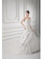 A-line Sweetheart Appliques Ruching Tulle Wedding Dress